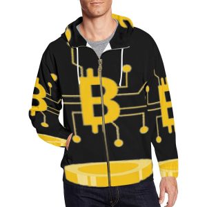 Men's All Over Print Full Zip Hoodie Bitcoin Jacket